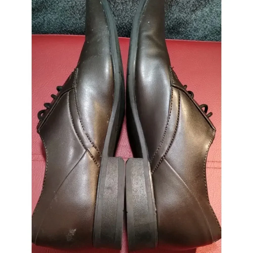 Calvin Klein Mens Benton Smooth Leather Oxford Dress Shoes Dark Brown Size 8 US
